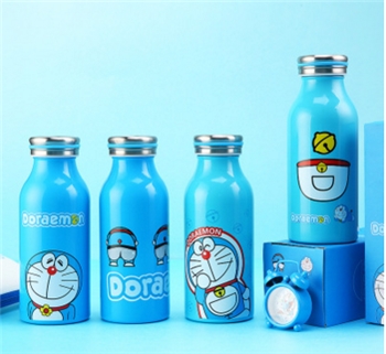 新款韩国牛奶瓶保温杯 可爱叮当猫儿童时尚卡通创意水杯定制刻字