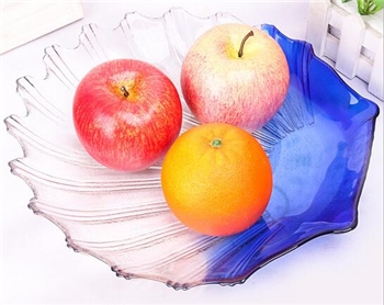 创意玻璃盘贝壳蓝白过渡色条纹 糖果盘