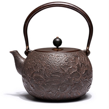 茶具茶壶铁壶蝴蝶牡丹1.3L铸铁水壶健康煮茶神器